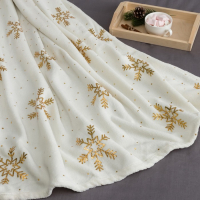 Плед Этель &laquo;Золотые снежинки&raquo;, белый, 180х200 см, корал-флис