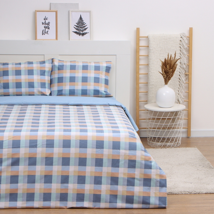 Постельное бельё LoveLife дуэт Square blue, 143х215см-2шт, 225х240см,50х70см-2шт 100%хлопок, сатин 125г/м Постельное бельё LoveLife дуэт Square blue, 143х215см-2шт, 225х240см,50х70см-2шт 100%хлопок, сатин 125г/м