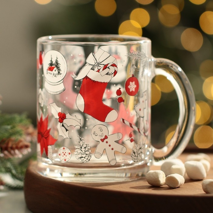 Кружка новогодняя стеклянная &laquo;Новогодний уют&raquo;, 300 мл