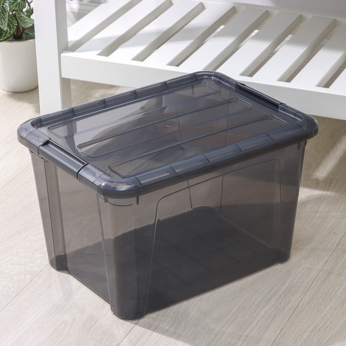 Контейнер для хранения с крышкой &laquo;Кип&raquo;, 15,5 л, 37,5&times;28,5&times;23 см, цвет чёрный прозрачный