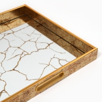 Поднос пластиковый прямоугольный с зеркалом &laquo;Узоры&raquo;, 37 х 37 х 4,5 см сервировочный