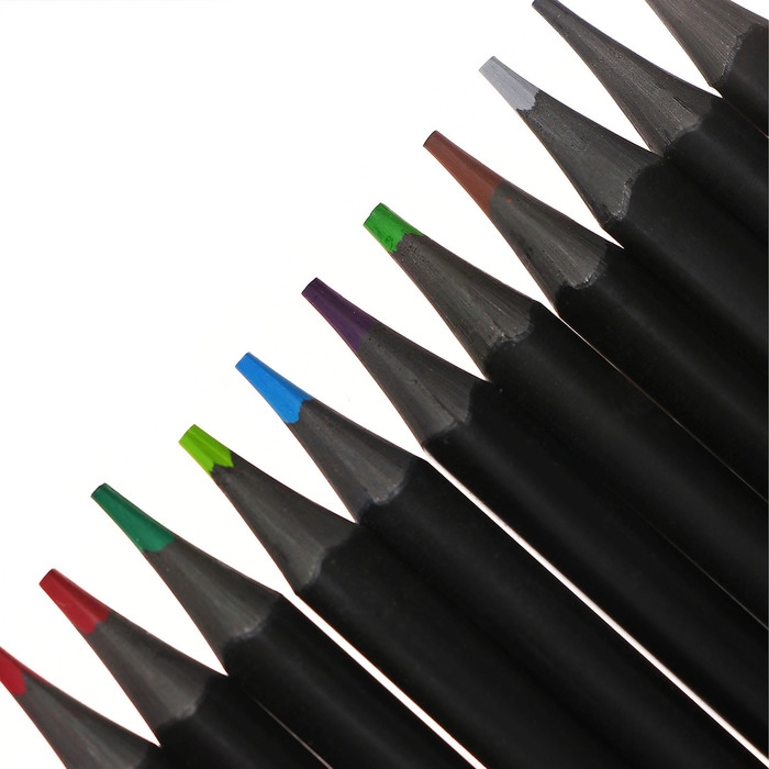 Карандаши 24 цвета BlackWoodColor, пластиковые, трёхгранные, МИКС