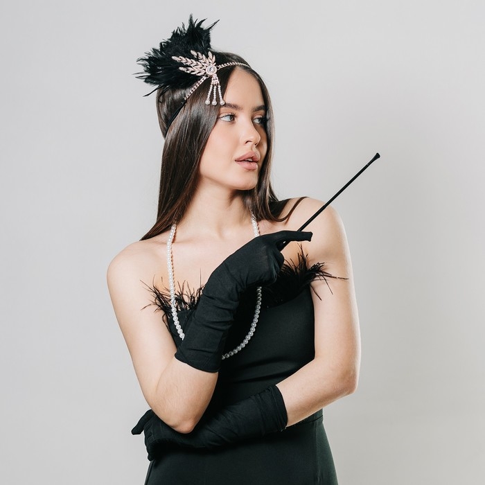 Карнавальный набор «Lux»: повязка, перчатки, бусы, мундштук Карнавальный набор «Lux»: повязка, перчатки, бусы, мундштук