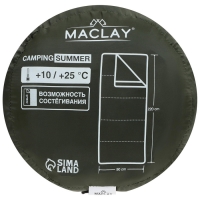 Спальный мешок maclay camping summer, одеяло, 2 слоя, левый, 220х90 см, +10/+25&deg;С