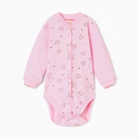 Боди с длинным рукавом, цвет медведь розовый, рост 62 см