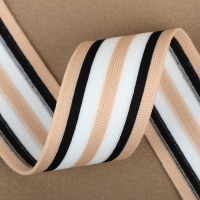 Тесьма трикотажная лампас 40 мм, 9,1 ± 0,5 м, цвет бежевый/чёрный/белый Тесьма трикотажная лампас 40 мм, 9,1 ± 0,5 м, цвет бежевый/чёрный/белый