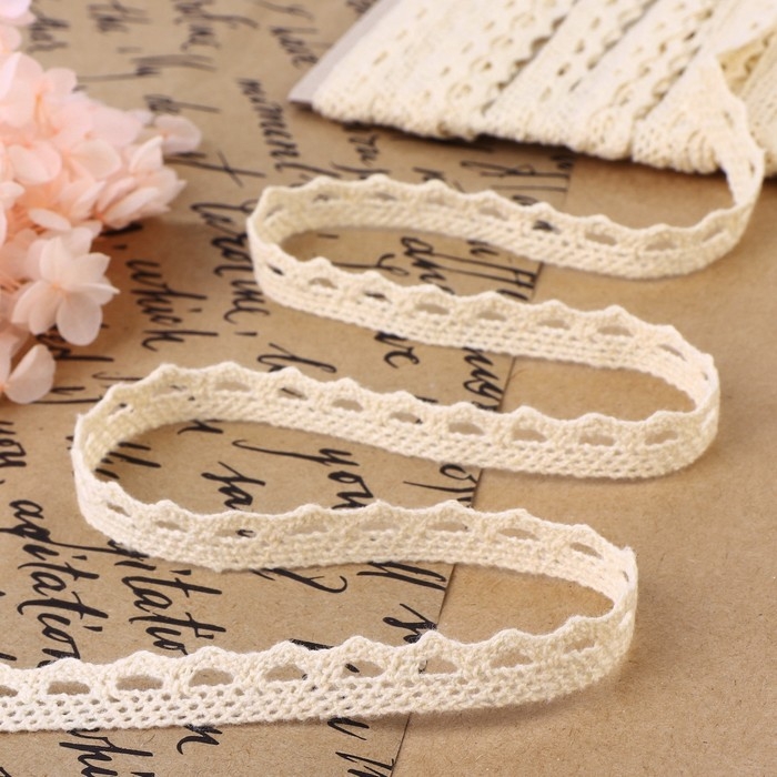 Кружево вязаное, 10 мм &times; 15 &plusmn; 1 м, цвет бежевый