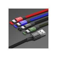 Кабель Baseus, 4 в 1, microUSB/2 Lightning/Type-C, 3.5 A, 1.2 м, чёрный Кабель Baseus, 4 в 1, microUSB/2 Lightning/Type-C, 3.5 A, 1.2 м, чёрный