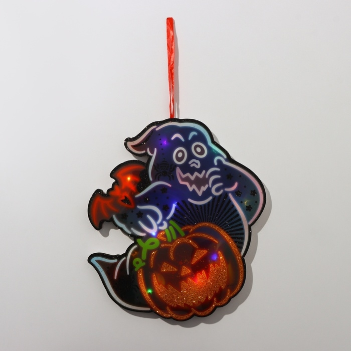 Декоративное светящиеся украшение (подвеска) Декоративное светящиеся украшение (подвеска) "Привидение и тыква" 30,5х29,5 см