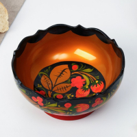 Салатник, резной, 15-16&times;7 см, хохлома