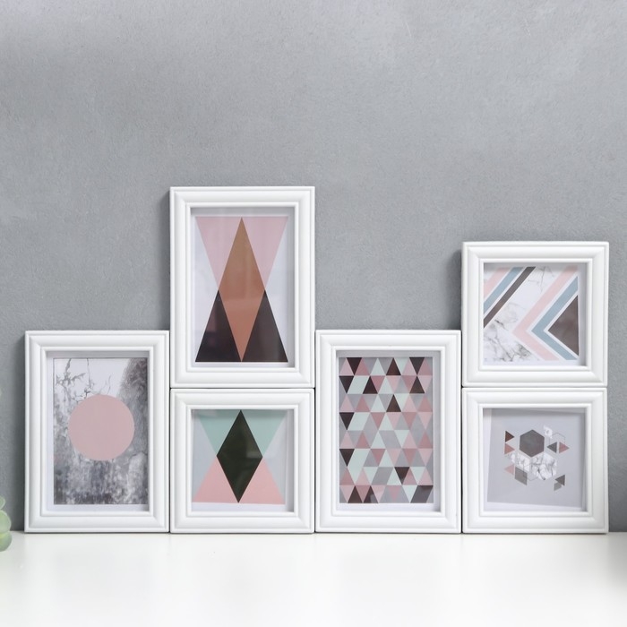 Фоторамка на 6 фото 10х10, 10х15 см Фоторамка на 6 фото 10х10, 10х15 см "Коллаж" белая набор 6 шт 25х33,5х8 см