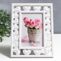 Фоторамка пластик 10х15 см "Сердечность" белая 22,5х17 см Фоторамка пластик 10х15 см "Сердечность" белая 22,5х17 см