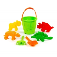 Набор для игры в песке №527: ведро-замок большое, лопатка №5, грабельки №5, формочки