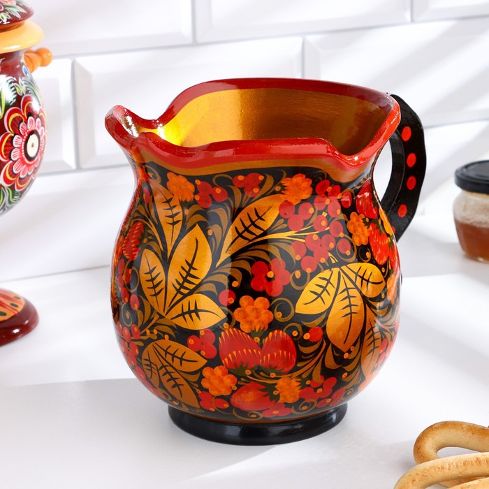 Кувшин «Ягодка», без крышки, 18,5×12×19 см, хохлома, микс Кувшин «Ягодка», без крышки, 18,5×12×19 см, хохлома, микс