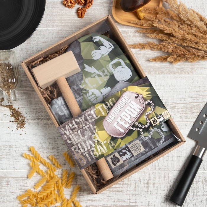 Кухонный набор &laquo;Настоящий герой&raquo;,варежка-прихватка 20х28см, молоток деревянный