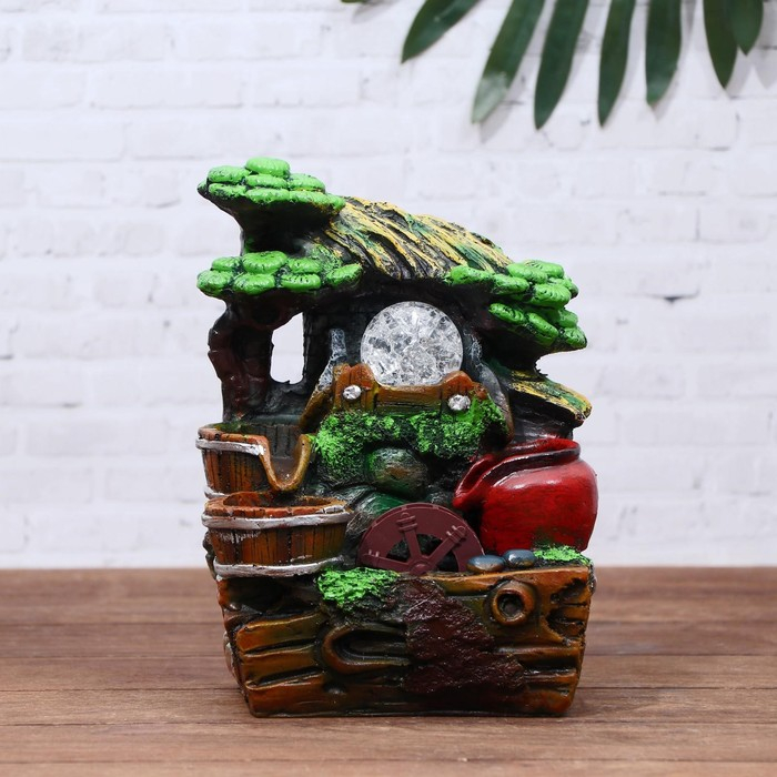 Фонтан Фонтан "Чаши под соломенной крышей" 14х19 см (с подсветкой)