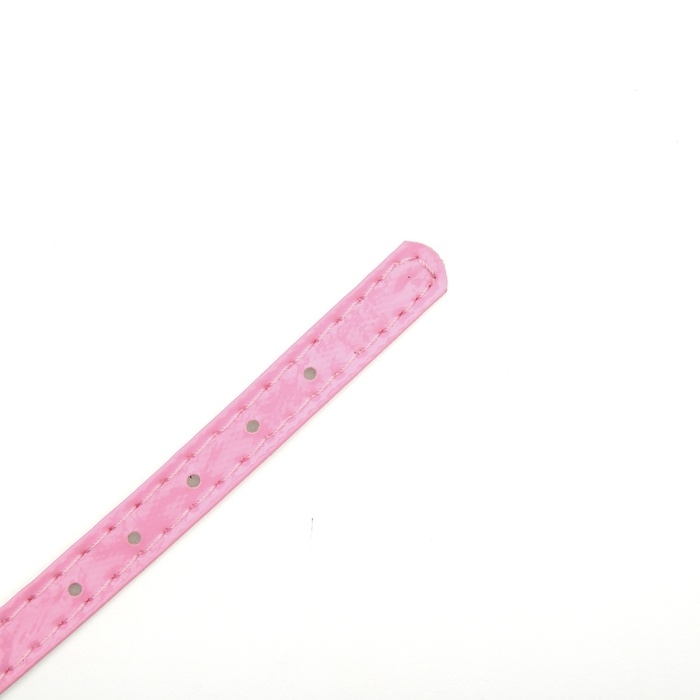 Ошейник с круглыми стразами, 28 х 1 см, ОШ 21-25 см, искусств. кожа, розовый Ошейник с круглыми стразами, 28 х 1 см, ОШ 21-25 см, искусств. кожа, розовый