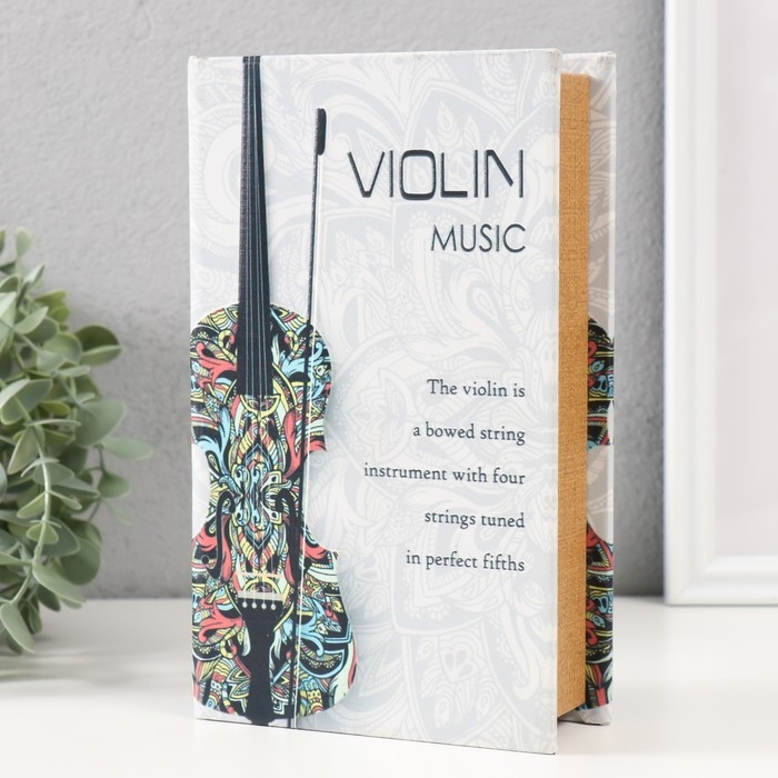 Сейф-книга дерево кожзам "Скрипка и смычок" тиснение 21х13х5 см