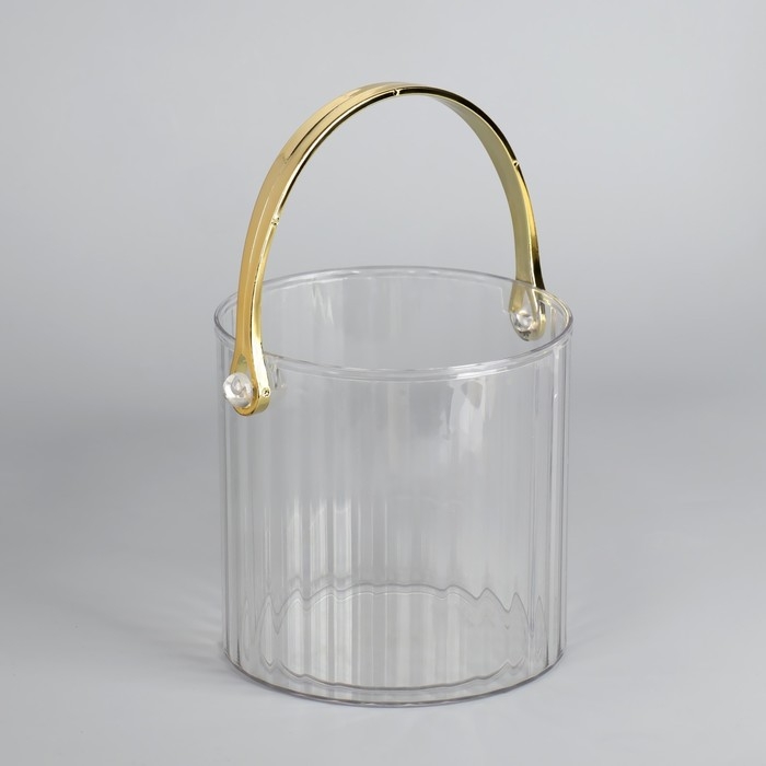 Органайзер для хранения косметических принадлежностей &laquo;CLEAN GOLD&raquo;, с ручкой, d = 12,5 &times; 12 см, цвет прозрачный/золотистый