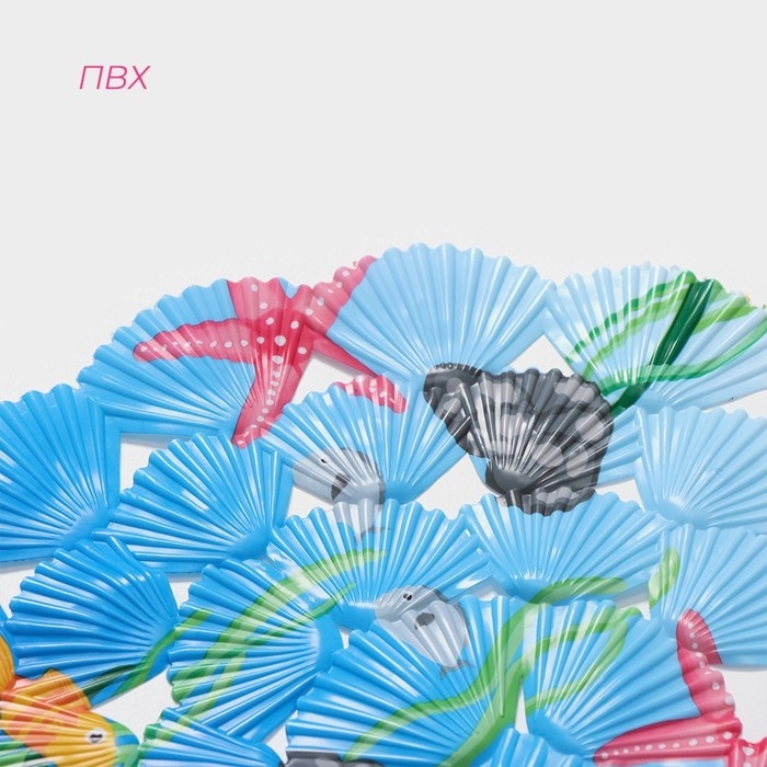 Коврик противоскользящий в ванну на присосках Доляна &laquo;Морские игры&raquo;, 37&times;65 см