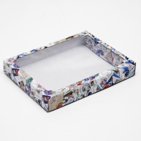 Коробка сборная крышка-дно с окном, "Новогодняя почта", 26 х 21 х 4 см. Новый год Коробка сборная крышка-дно с окном, "Новогодняя почта", 26 х 21 х 4 см. Новый год