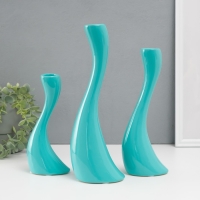 Подсвечник керамика на 1 свечу "Волна" d=2,5 см, бирюза, набор 3 шт h=20, 25 и 30 см Подсвечник керамика на 1 свечу "Волна" d=2,5 см, бирюза, набор 3 шт h=20, 25 и 30 см