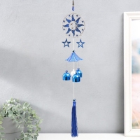 Музыка ветра металл "Месяц в солнце со звёздами" с кисточкой 3 колокольчика 43 см Музыка ветра металл "Месяц в солнце со звёздами" с кисточкой 3 колокольчика 43 см