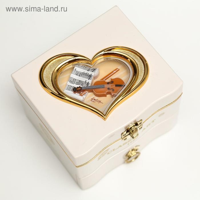 Шкатулка пластик музыкальная механическая Шкатулка пластик музыкальная механическая "Комод" белый 11х13,3х11,5 см