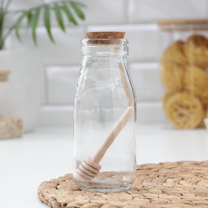 Ёмкость стеклянная для мёда и варенья с деревянной ложкой Доляна «Парфе», 250 мл, 7×14 см Ёмкость стеклянная для мёда и варенья с деревянной ложкой Доляна «Парфе», 250 мл, 7×14 см