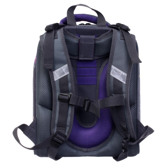 Рюкзак каркасный школьный 38 х 30 х 16 см, эргономичная спинка, Stavia "Совушка", серый