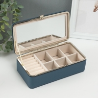 Шкатулка кожзам для украшений "Мелкая рябь" сине-серая 10х18х6 см Шкатулка кожзам для украшений "Мелкая рябь" сине-серая 10х18х6 см