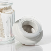 Банка стеклянная для хранения сыпучих продуктов Доляна &laquo;Клубника&raquo;, 250 мл, 8&times;13 см, с керамической крышкой