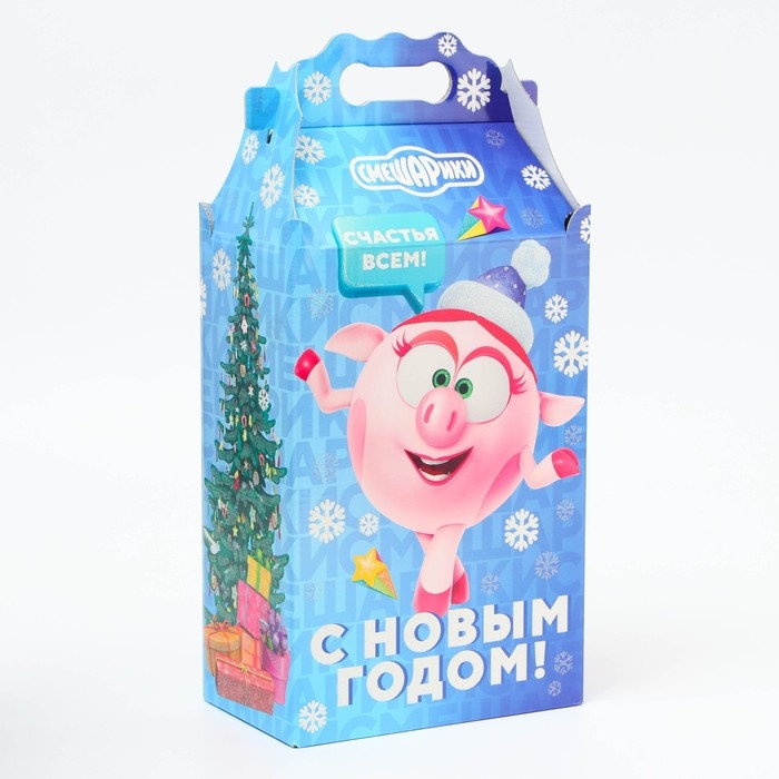 Новый год. Подарочная коробка Новогодняя Корпоратив Новый год. Подарочная коробка Новогодняя Корпоратив "Смешарики" лицензия 20,3 х 12,3 х 41 см.