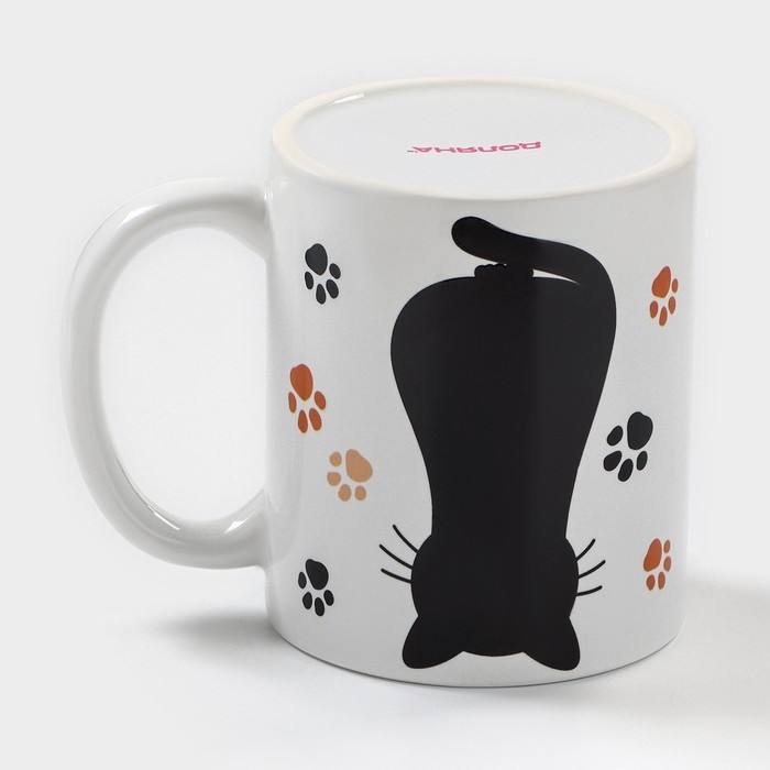 Кружка - хамелеон керамическая Доляна «Котик», 350 мл, цвет белый Кружка - хамелеон керамическая Доляна «Котик», 350 мл, цвет белый