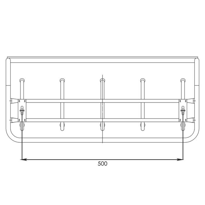 Вешалка настенная с полкой на 5 крючков, 60&times;22&times;26,5 см, цвет медный антик