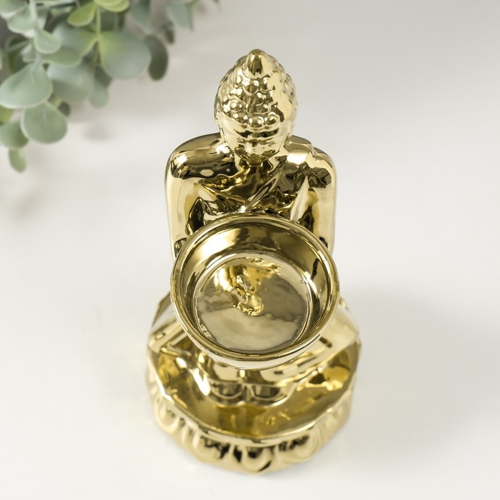 Подсвечник керамика на 1 свечу Подсвечник керамика на 1 свечу "Будда" d=4 см золото 8х11х22,5 см