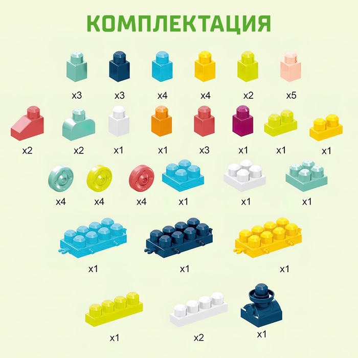 Конструктор в кейсе &laquo;Числовой поезд&raquo;, 2 варианта сборки, 55 деталей, бирюзовый ящик