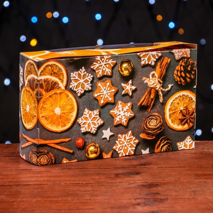 Новый год. Кондитерская упаковка под 5 эклеров Новый год. Кондитерская упаковка под 5 эклеров "Мандарины", 25,2 х 15 х 6,6 см