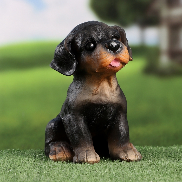 Садовая фигура Садовая фигура "Щенок ротвейлера" 13х15х18см ///
