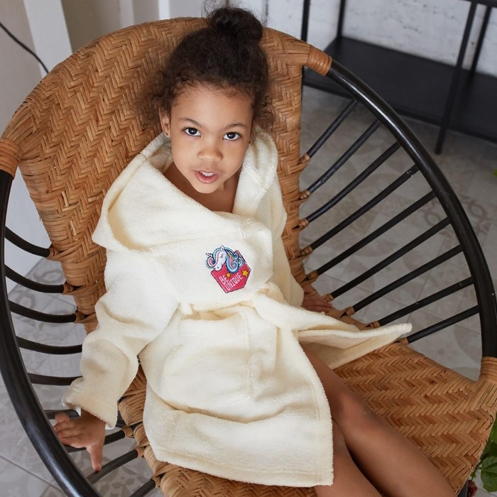 Халат махровый детский Халат махровый детский "Единорог", р-р 30, цв.молочный 340 г/м2 хл.100% с AIRO