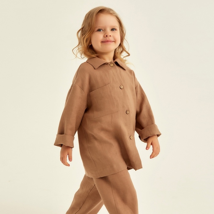 Костюм детский домашний (рубашка и брюки) SL HOME р 32 (110-116), кофейный Костюм детский домашний (рубашка и брюки) SL HOME р 32 (110-116), кофейный