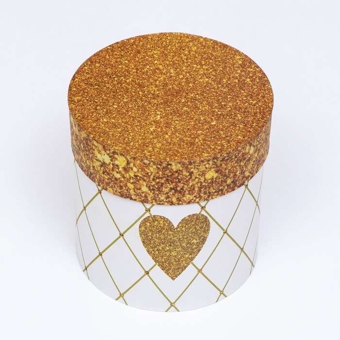 Набор круглых коробок 5в1 "Сердце золотое", 25 &times; 25 ‒15 &times; 15 см
