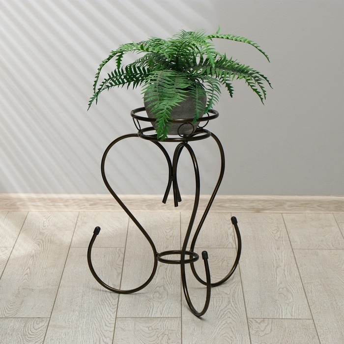 Подставка для цветов, напольная, на 1 горшок, d = 17 см, бронзовая, «Тюльпан» Подставка для цветов, напольная, на 1 горшок, d = 17 см, бронзовая, «Тюльпан»