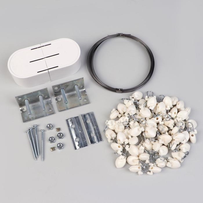 Карниз-струна 10 м, с пластмассовыми зажимами, 60 шт, цвет белый Карниз-струна 10 м, с пластмассовыми зажимами, 60 шт, цвет белый