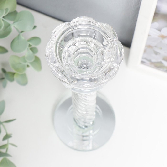 Подсвечник стекло на 1 свечу Подсвечник стекло на 1 свечу "Спираль с камешками" 22х7х7 см