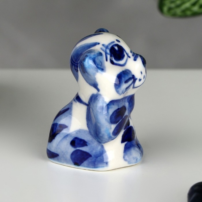 Сувенир &laquo;Кот с бантом&raquo;, 3,5 см, гжель