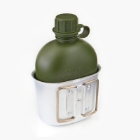 Фляжка армейская походная "Аdventure" 1 л для воды, с котелком, пластик, зелёная, чехол мох Фляжка армейская походная "Аdventure" 1 л для воды, с котелком, пластик, зелёная, чехол мох