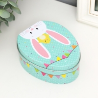 Шкатулка металл яйцо "Цыплёнок на голове у зайчика" 11,7х9,2х4,5 см Шкатулка металл яйцо "Цыплёнок на голове у зайчика" 11,7х9,2х4,5 см