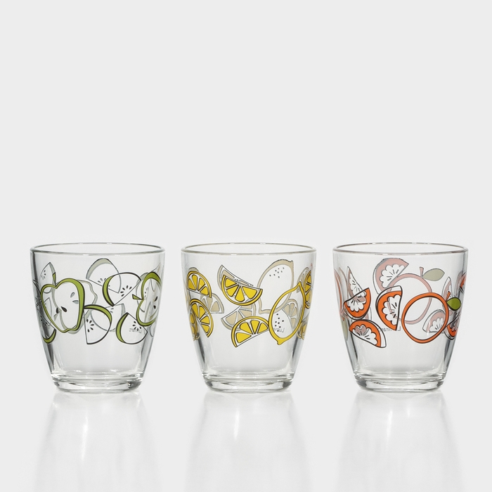 Стакан низкий стеклянный &laquo;Сочный фрукт&raquo;, 250 мл, МИКС