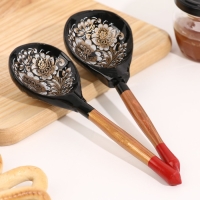 Ложка полубаская с росписью, золото 19&times;6 см, микс